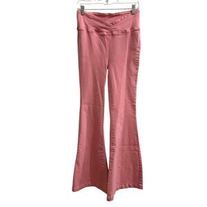 FP We The Free Jeans Womens 28 Pink Peony Venice Beach Flare Pull On Crossover